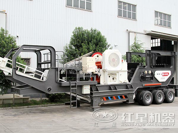 車(chē)載顎式磨石頭機正面圖