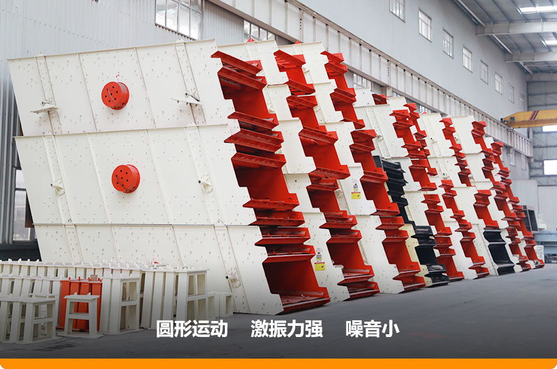 圓振動(dòng)篩，篩孔尺寸為5-80mm，處理能力32-276t/h