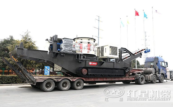 履帶移動(dòng)建筑垃圾圓錐破+篩分一體機 