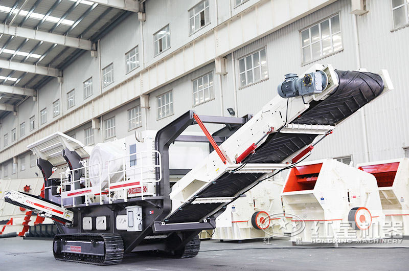 整套大型柴油流動(dòng)打石子機（履帶顎破一體機）車(chē)間圖 