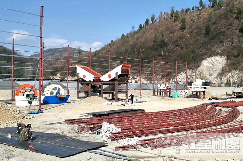 河南客戶(hù)小型制砂廠(chǎng)正在建設中