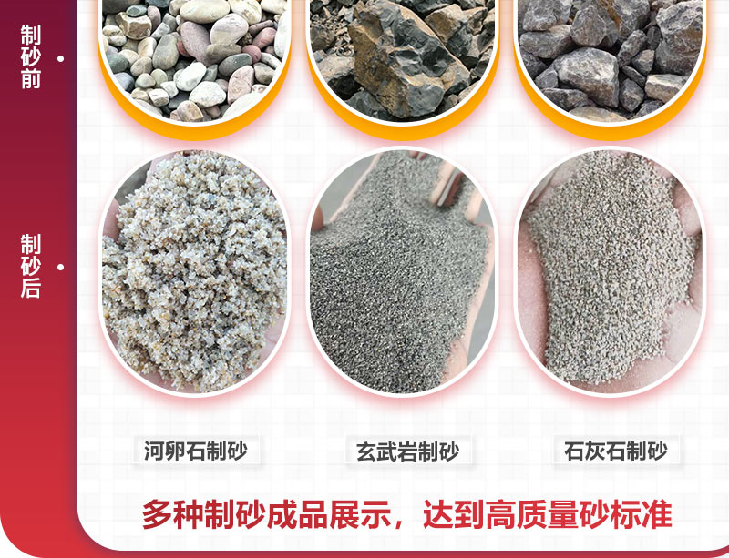 不同種類(lèi)機制砂成品